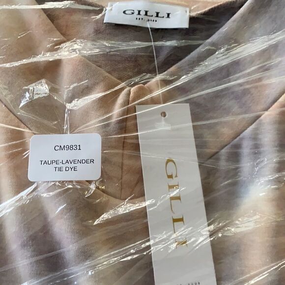 Gilli Taupe Lavender Short Sleeve Tie Die Jumpsuit - Picture 7 of 8